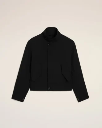 Giacca Harrington in lana vergine nera