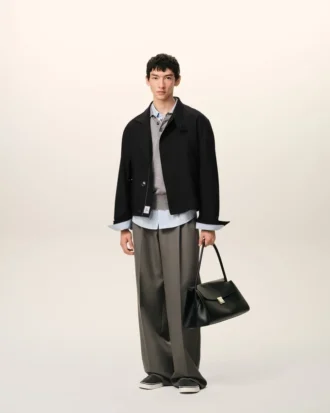 Giacca Harrington in lana vergine nera