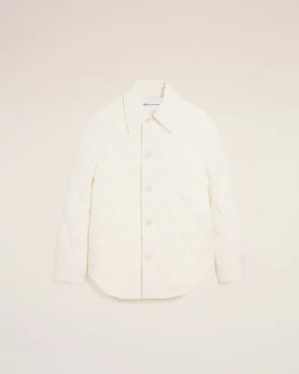 Giacca imbottita in nylon bianco con bottoni