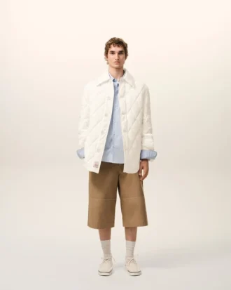 Giacca imbottita in nylon bianco con bottoni