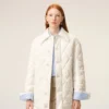 Giacca imbottita in nylon bianco con bottoni Giacca imbottita in nylon bianco con bottoni