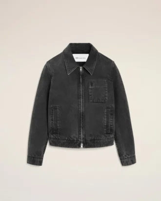 Giacca nera in cotone Tonal Ami de Coeur con zip