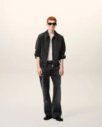 Giacca nera in cotone Tonal Ami de Coeur con zip