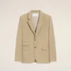 Giacca squadrata monopetto in lana vergine beige Giacca squadrata monopetto in lana vergine beige