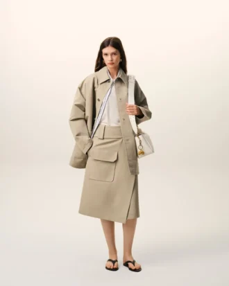 Gonna a portafoglio in cotone beige