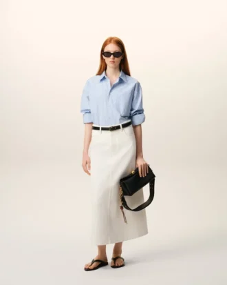 Gonna lunga in cotone bianco