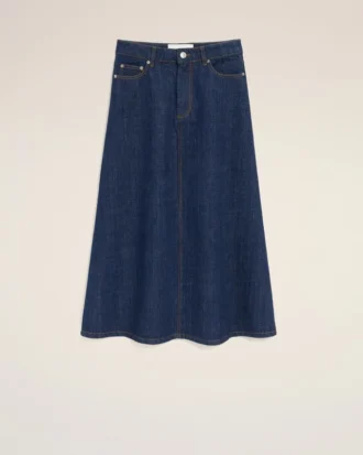 Gonna lunga in cotone blu