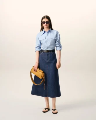 Gonna lunga in cotone blu