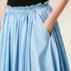Gonna midi a corolla in cotone blu Gonna midi a corolla in cotone blu