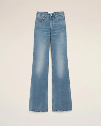 Jeans a zampa in cotone blu
