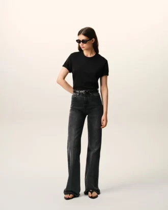 Jeans a zampa in cotone nero
