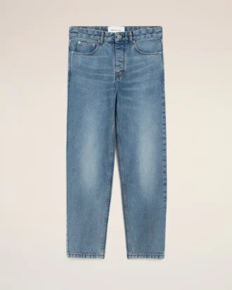 Jeans blu in cotone a vestibilità affusolata