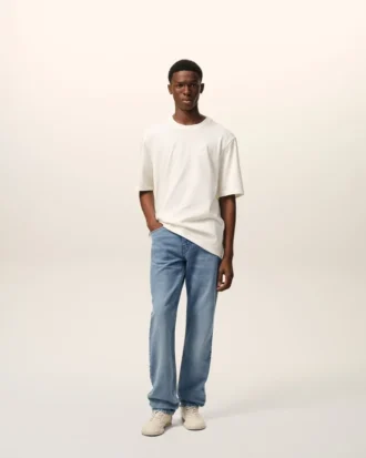 Jeans in cotone blu dal taglio classico