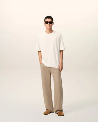 Jeans larghi in cotone beige