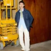 Jeans larghi in cotone bianco Jeans larghi in cotone bianco
