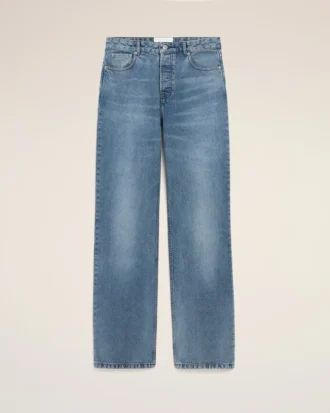Jeans larghi in cotone blu