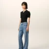 Jeans larghi in cotone blu Jeans larghi in cotone blu