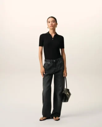 Jeans larghi in cotone nero