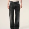 Jeans larghi in cotone nero Jeans larghi in cotone nero