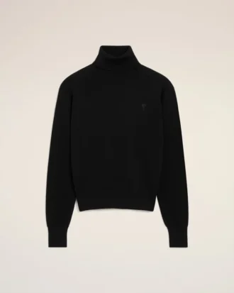 Maglia Ami de Coeur con collo alto in lana nera