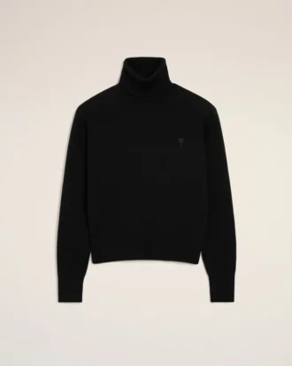 Maglia Ami de Coeur con collo alto in lana nera
