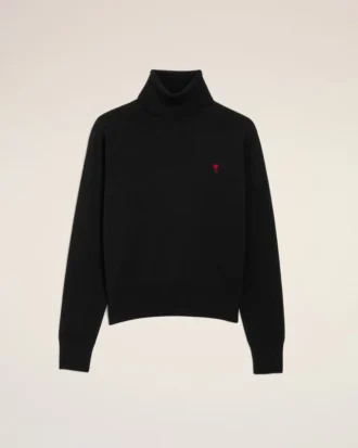 Maglia Ami de Coeur con collo alto in lana nera