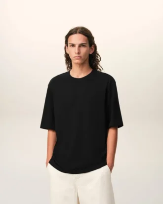 Maglietta nera in cotone con Ami de Coeur T-Shirt in rilievo