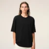 Maglietta nera in cotone con Ami de Coeur T-Shirt in rilievo