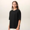 Maglietta nera in cotone con Ami de Coeur T-Shirt in rilievo