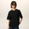 Maglietta nera in cotone con Ami de Coeur T-Shirt in rilievo