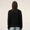Maglione a girocollo in lana nera con Ami de Coeur a contrasto
