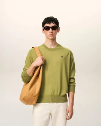 Maglione Ami de Coeur verde in lana a girocollo