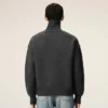 Maglione grigio in lana con collo a imbuto e Ami de Coeur a contrasto Maglione grigio in lana con collo a imbuto e Ami de Coeur a contrasto