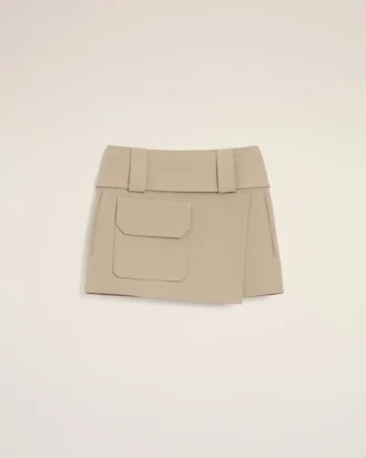 Minigonna a portafoglio in cotone beige