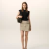 Minigonna a portafoglio in cotone beige Minigonna a portafoglio in cotone beige