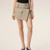 Minigonna a portafoglio in cotone beige Minigonna a portafoglio in cotone beige