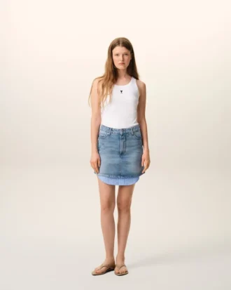 Minigonna in cotone blu
