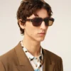 Occhiali da sole in acetato marrone 75006