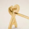 Orecchini Ami de Coeur martellati in ottone dorato Orecchini Ami de Coeur martellati in ottone dorato