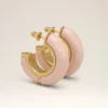 Orecchini in ottone rosa martellato e laccato Orecchini in ottone rosa martellato e laccato