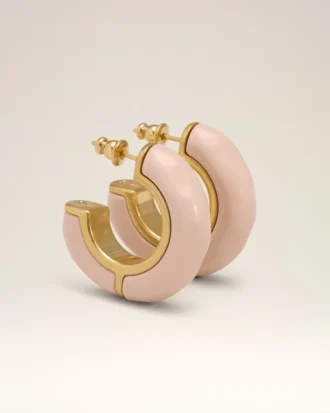 Orecchini in ottone rosa martellato e laccato