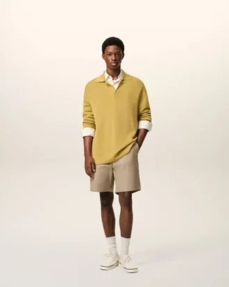 Pantaloncini Ami de Coeur in cotone beige con elastico in vita