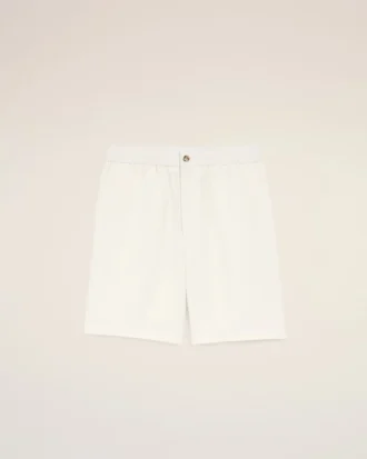 Pantaloncini Ami de Coeur in misto lino beige con elastico in vita