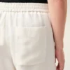Pantaloncini Ami de Coeur in misto lino beige con elastico in vita