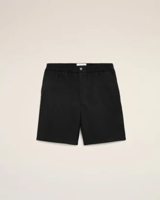Pantaloncini Ami de Coeur in nylon nero con elastico in vita e borchie