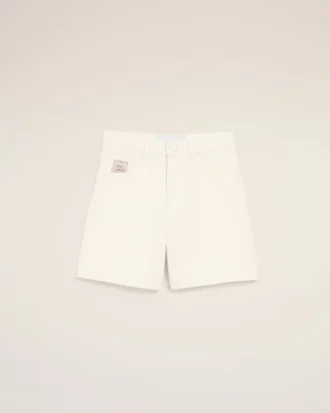 Pantaloncini in cotone bianco con etichetta Ami Paris Heritage