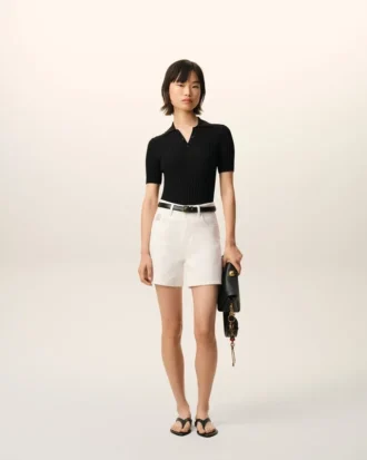 Pantaloncini in cotone bianco con etichetta Ami Paris Heritage