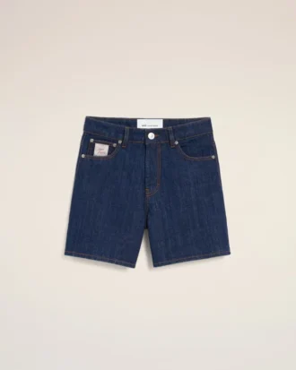 Pantaloncini in cotone blu con etichetta Ami Paris Heritage