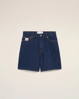 Pantaloncini in cotone blu con etichetta Ami Paris Heritage