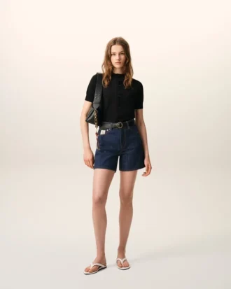 Pantaloncini in cotone blu con etichetta Ami Paris Heritage